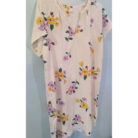 Old Navy Floral Dress White Polka Dots Sz M - Picture 1 of 4